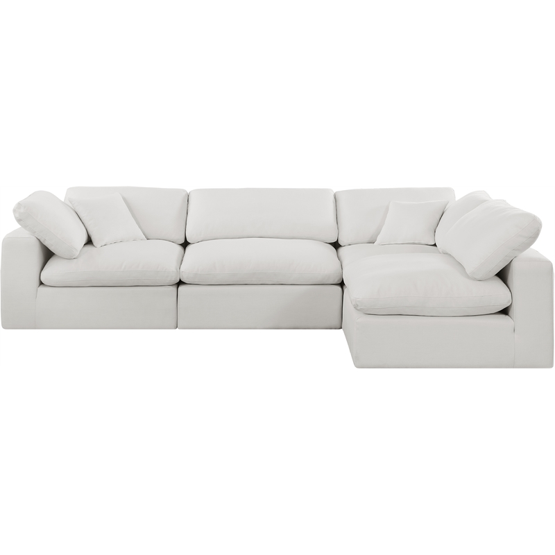 Meridian Furniture Comfy Cream Linen Textured Fabric 4-Pc. Modular Sectional