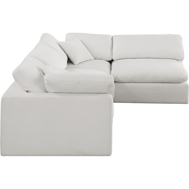Meridian Furniture Comfy Cream Linen Textured Fabric 4-Pc. Modular Sectional