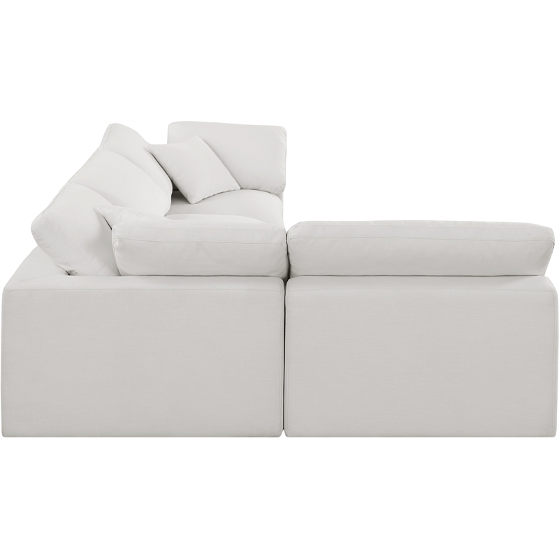Meridian Furniture Comfy Cream Linen Textured Fabric 4-Pc. Modular Sectional