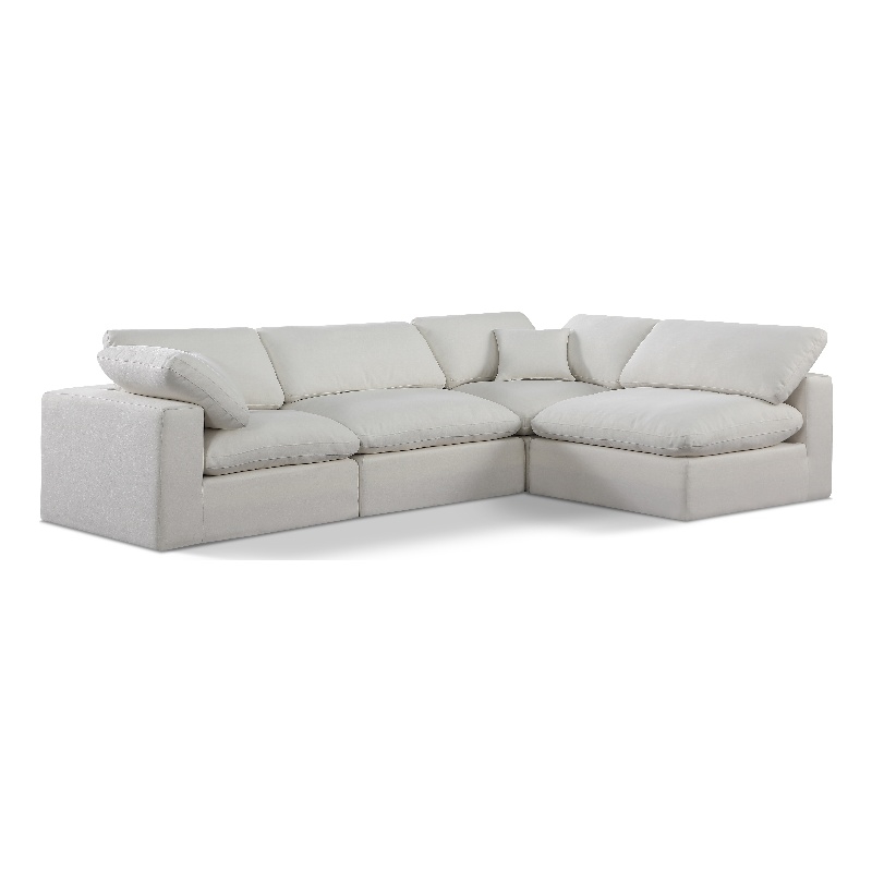 Meridian Furniture Comfy Cream Linen Textured Fabric 4-Pc. Modular Sectional