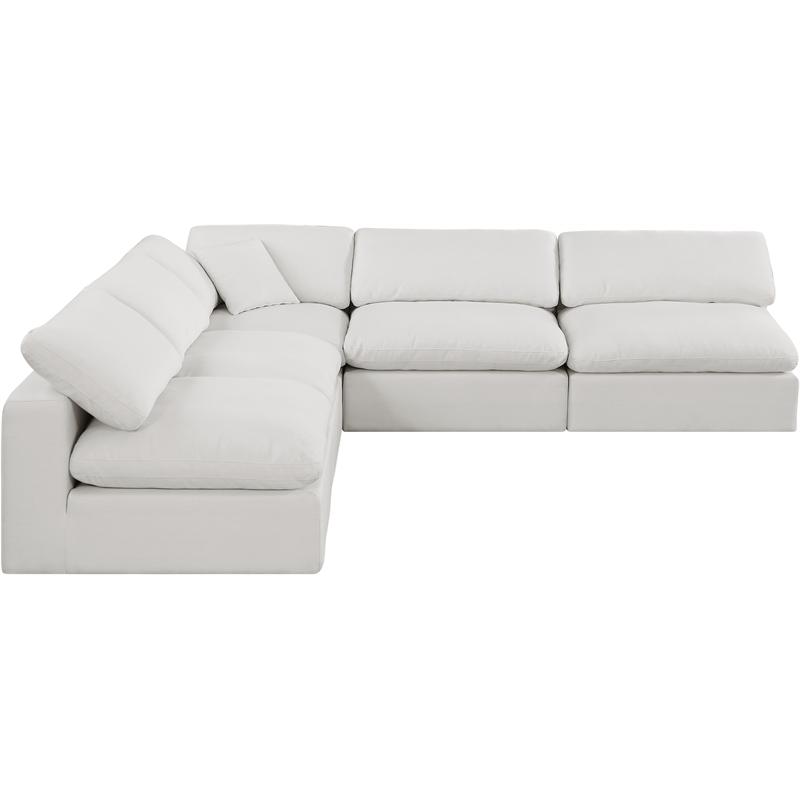 Meridian Furniture Comfy Cream Linen Textured Fabric 5-Pc. Modular Sectional