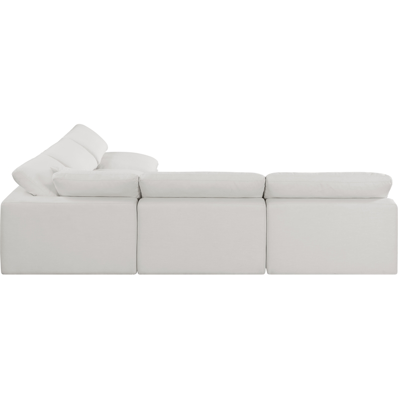 Meridian Furniture Comfy Cream Linen Textured Fabric 5-Pc. Modular Sectional