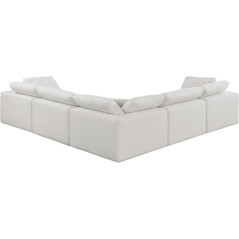 Meridian Furniture Comfy Cream Linen Textured Fabric 5-Pc. Modular Sectional