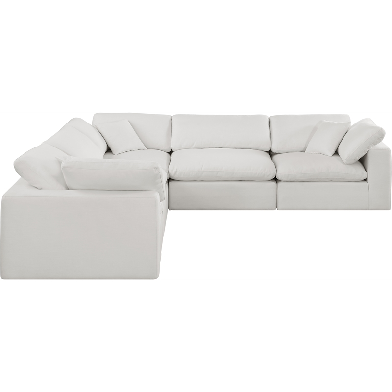 Meridian Furniture Comfy Cream Linen Textured Fabric 5-Pc. Modular Sectional