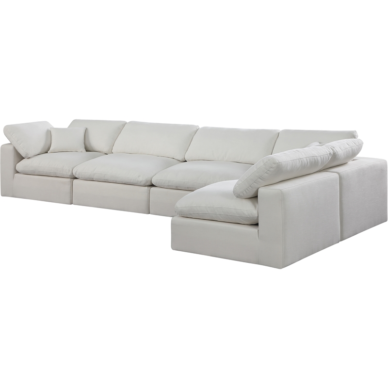 Meridian Furniture Comfy Cream Linen Textured Fabric 5-Pc. Modular Sectional