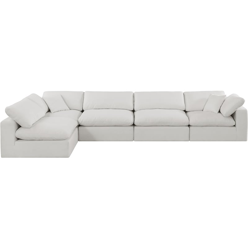 Meridian Furniture Comfy Cream Linen Textured Fabric 5-Pc. Modular Sectional