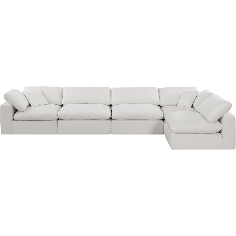 Meridian Furniture Comfy Cream Linen Textured Fabric 5-Pc. Modular Sectional