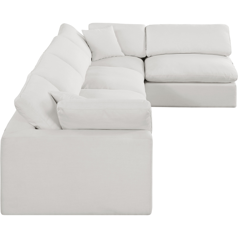 Meridian Furniture Comfy Cream Linen Textured Fabric 5-Pc. Modular Sectional