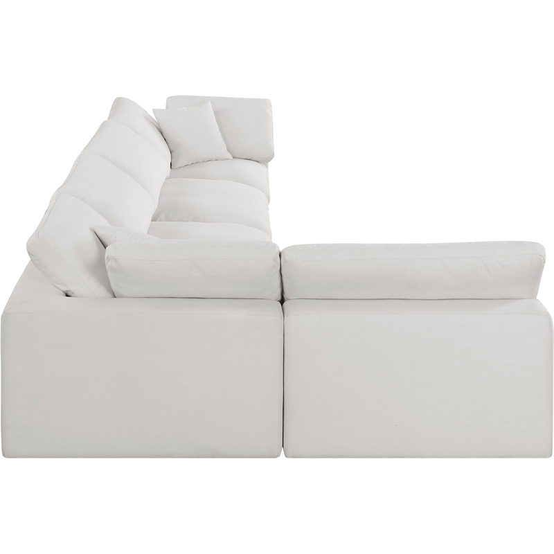Meridian Furniture Comfy Cream Linen Textured Fabric 5-Pc. Modular Sectional