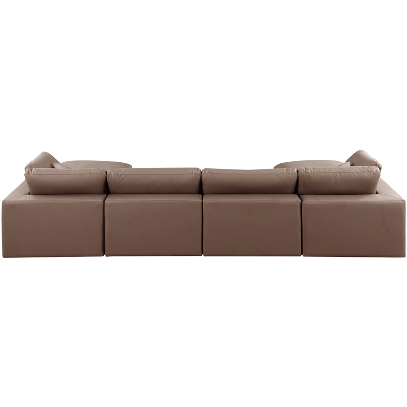 Meridian Furniture Comfy Brown Vegan Leather 6-Pc. Modular Sectional