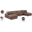 Meridian Furniture Comfy Brown Vegan Leather 6-Pc. Modular Sectional