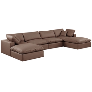 Meridian Furniture Comfy Brown Vegan Leather 6-Pc. Modular Sectional