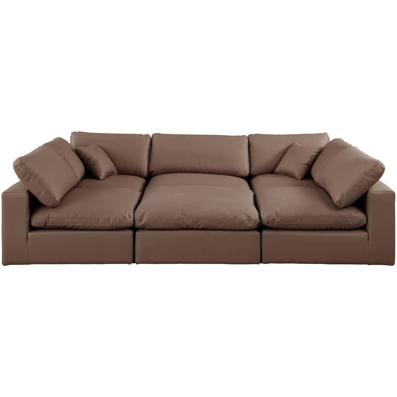 Meridian Furniture Comfy Brown Vegan Leather 6-Pc. Modular Sectional