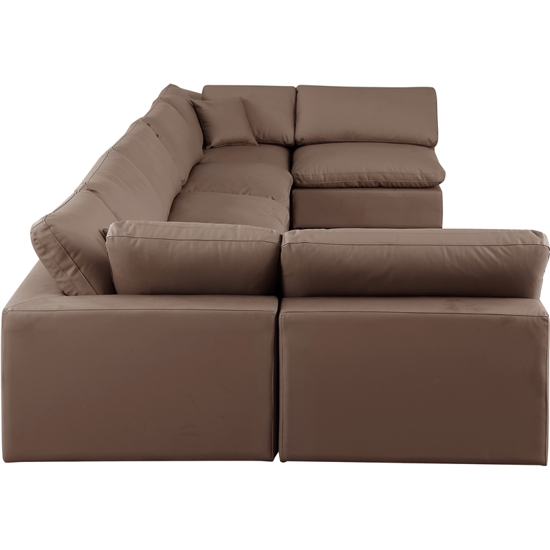 Meridian Furniture Comfy Brown Vegan Leather 7-Pc. Modular Sectional