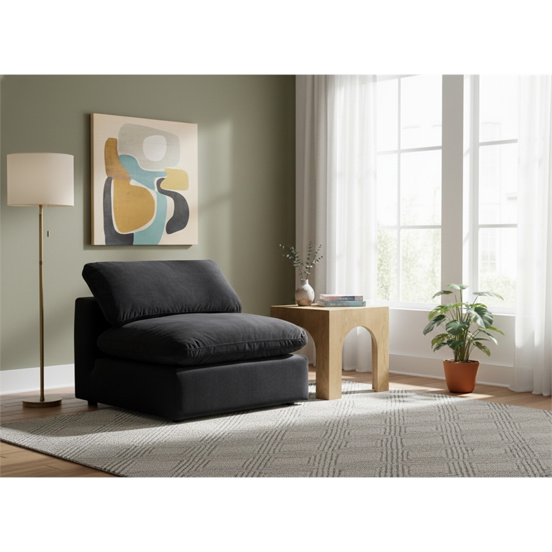 Meridian Furniture Comfy Black Velvet Armless Chair