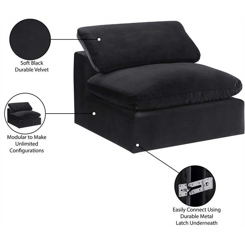 Meridian Furniture Comfy Black Velvet Armless Chair
