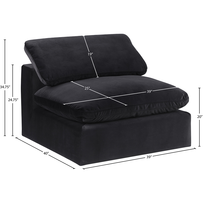 Meridian Furniture Comfy Black Velvet Armless Chair