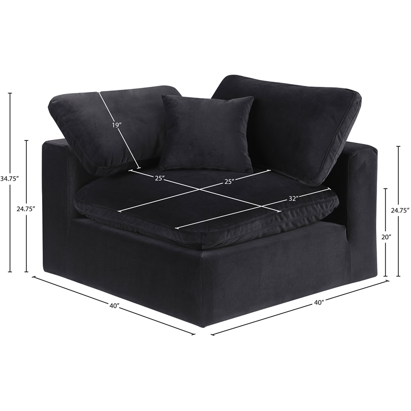Meridian Furniture Comfy Black Velvet Corner Chair
