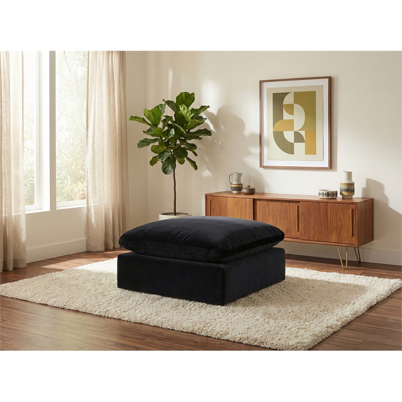 Meridian Furniture Comfy Black Velvet Ottoman