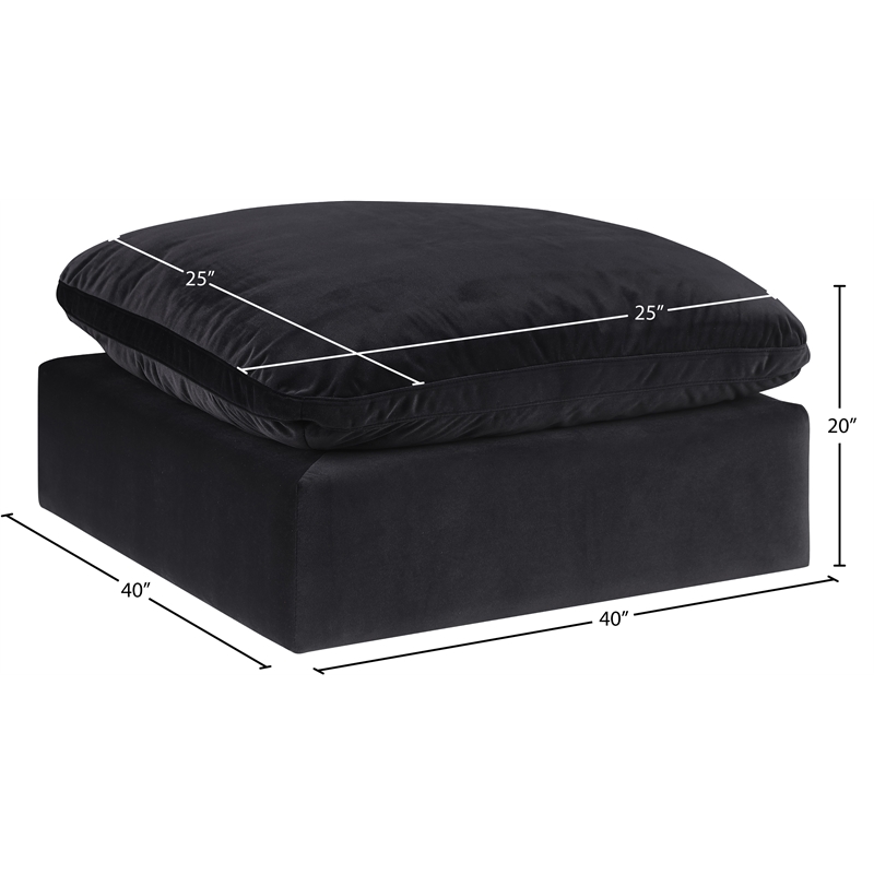 Meridian Furniture Comfy Black Velvet Ottoman