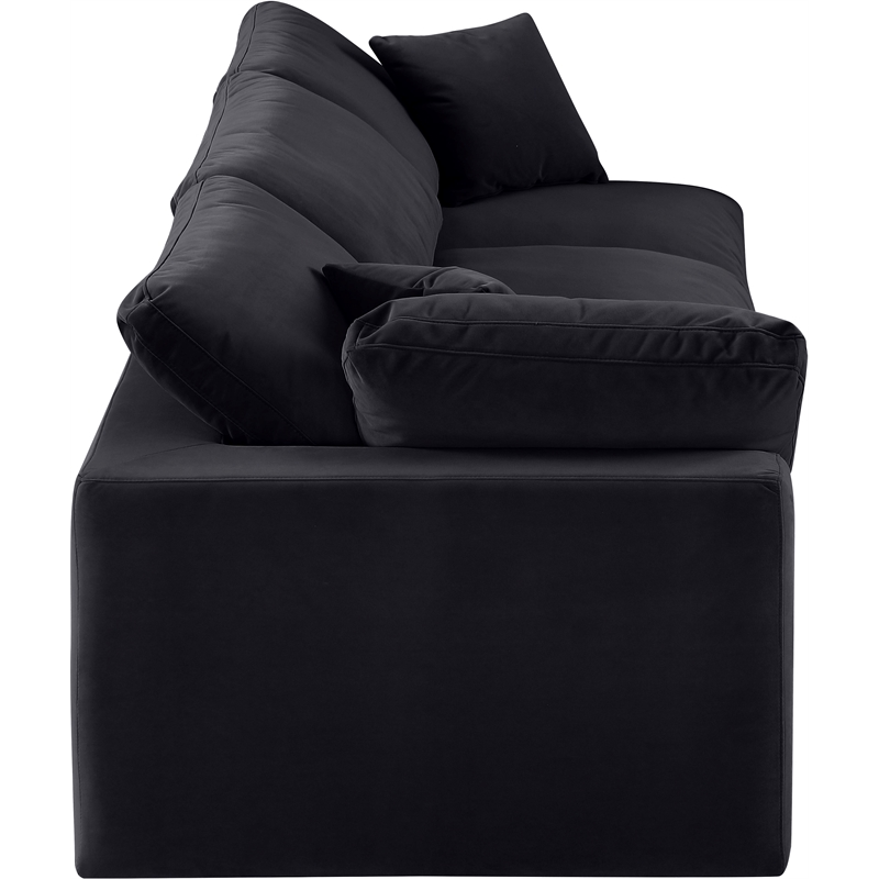 meridian furniture comfy black velvet 3-pc. modular sofa
