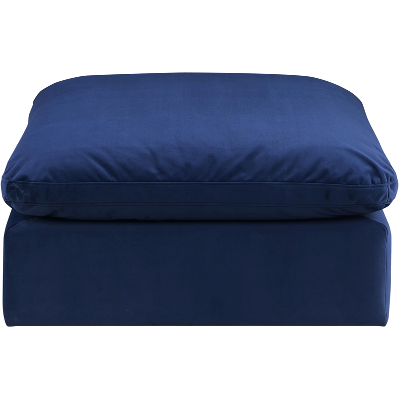 meridian furniture comfy navy velvet ottoman