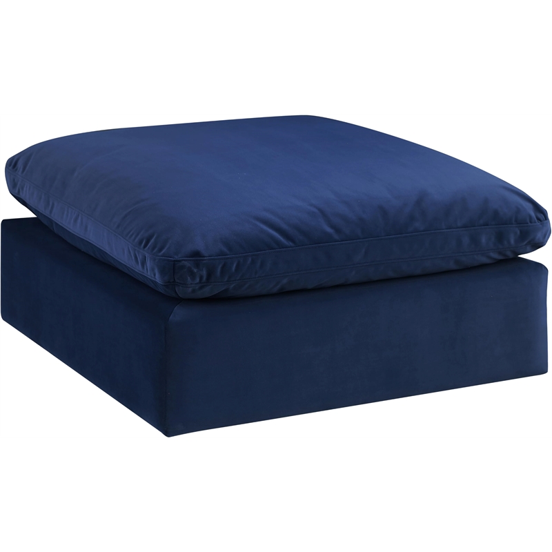 meridian furniture comfy navy velvet ottoman