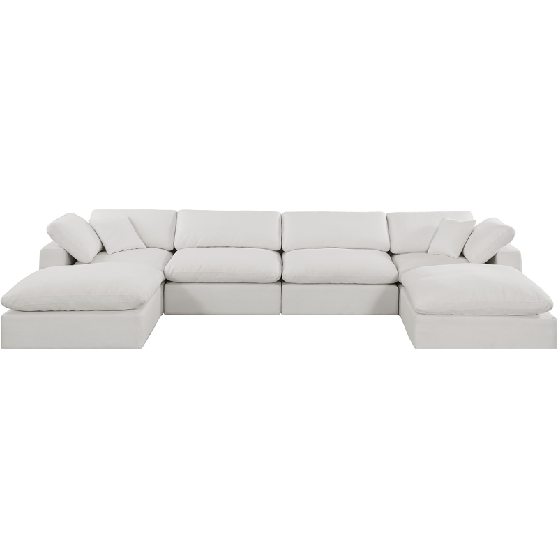 Meridian Furniture Comfy Cream Linen Textured Fabric 6-Pc. Modular Sectional