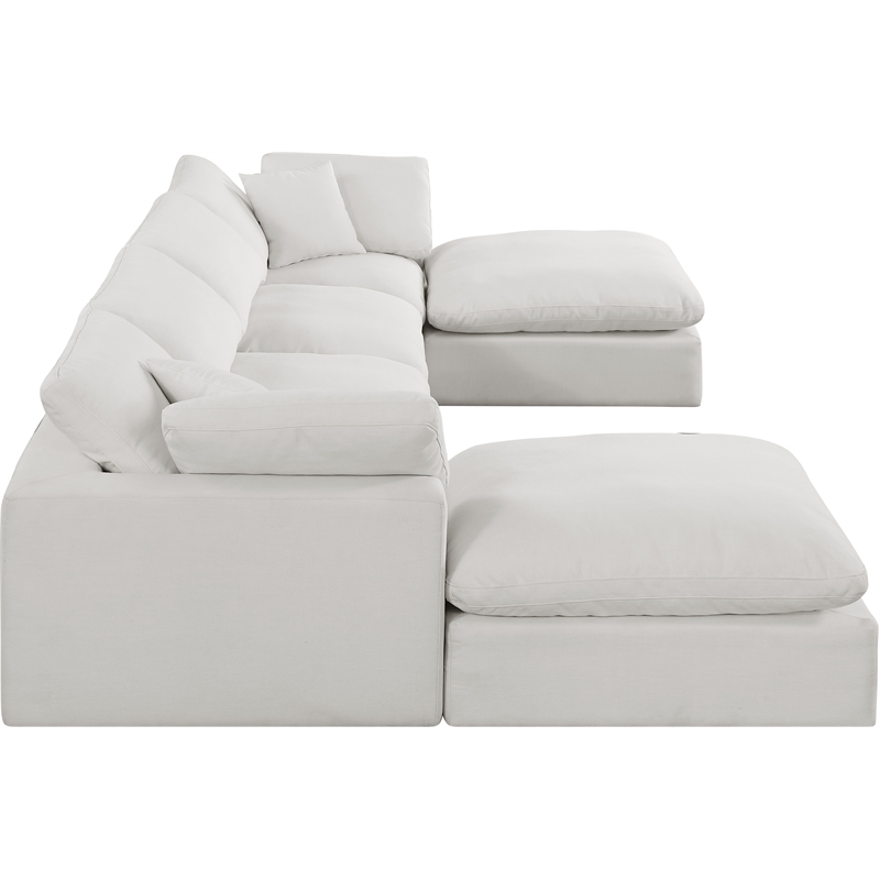 Meridian Furniture Comfy Cream Linen Textured Fabric 6-Pc. Modular Sectional