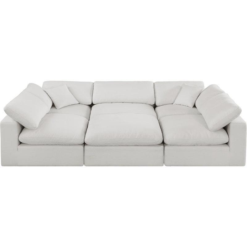 Meridian Furniture Comfy Cream Linen Textured Fabric 6-Pc. Modular Sectional