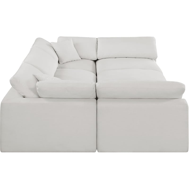 Meridian Furniture Comfy Cream Linen Textured Fabric 6-Pc. Modular Sectional