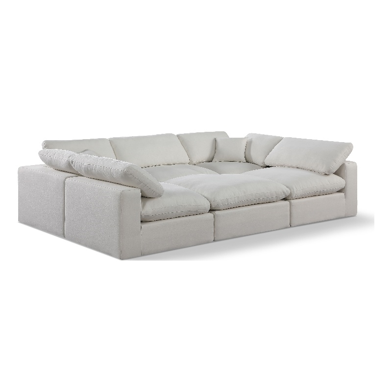 Meridian Furniture Comfy Cream Linen Textured Fabric 6-Pc. Modular Sectional