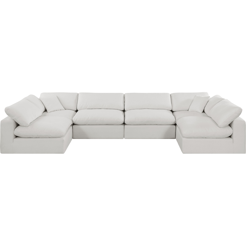 Meridian Furniture Comfy Cream Linen Textured Fabric 6-Pc. Modular Sectional