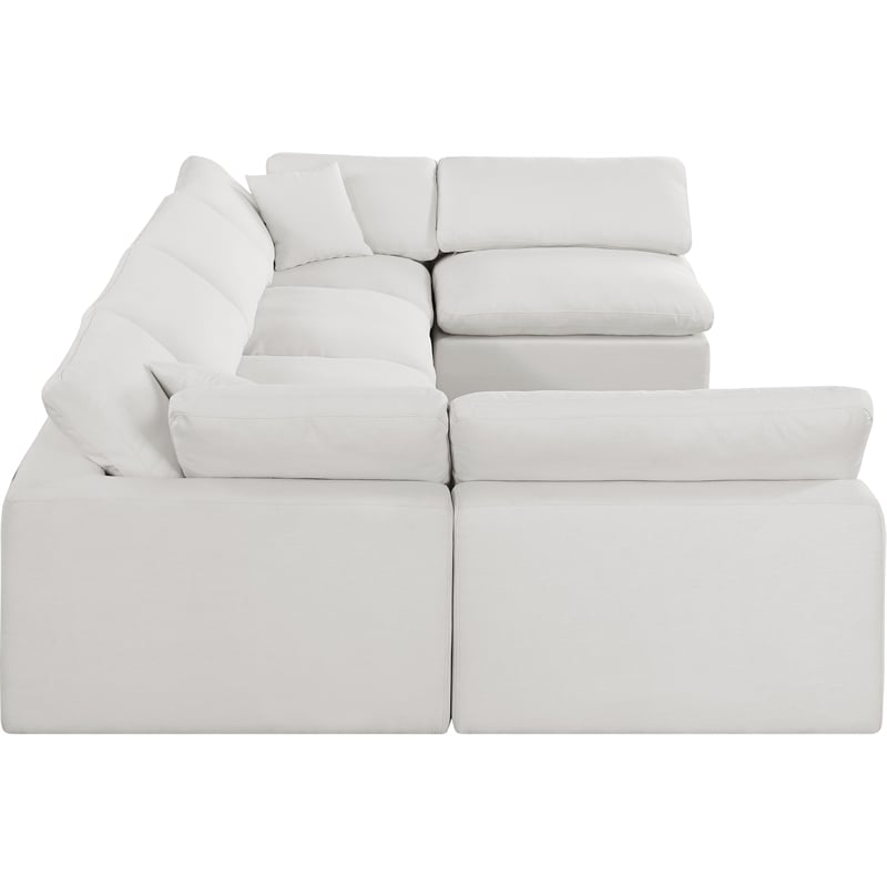 Meridian Furniture Comfy Cream Linen Textured Fabric 6-Pc. Modular Sectional