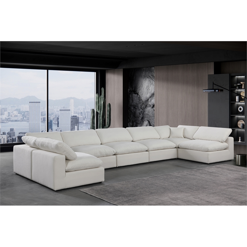 Meridian Furniture Comfy Cream Linen Textured Fabric 7-Pc. Modular Sectional