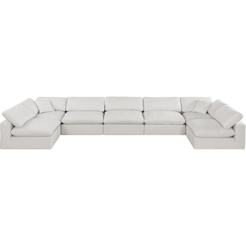 Meridian Furniture Comfy Cream Linen Textured Fabric 7-Pc. Modular Sectional
