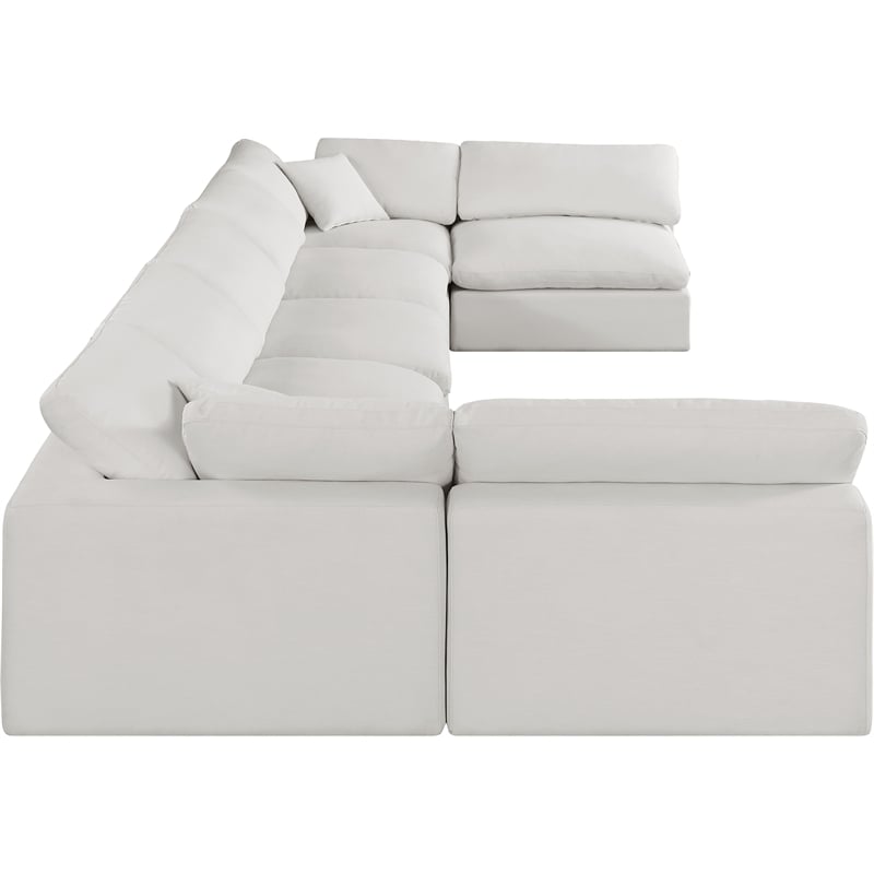 Meridian Furniture Comfy Cream Linen Textured Fabric 7-Pc. Modular Sectional