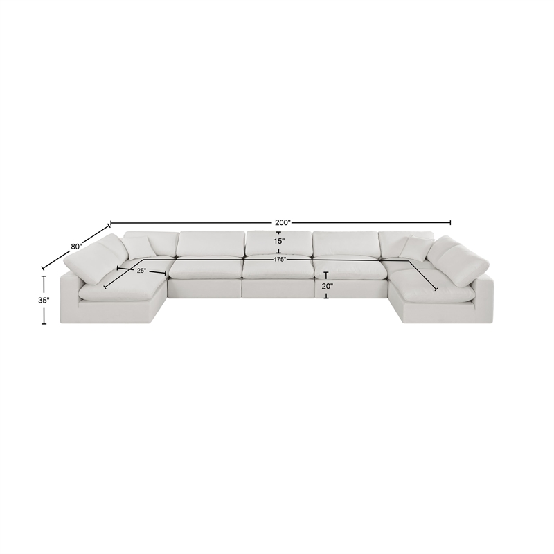 Meridian Furniture Comfy Cream Linen Textured Fabric 7-Pc. Modular Sectional