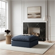 Meridian Furniture Comfy Navy Linen Textured Fabric Ottoman
