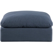 Meridian Furniture Comfy Navy Linen Textured Fabric Ottoman