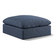 Meridian Furniture Comfy Navy Linen Textured Fabric Ottoman