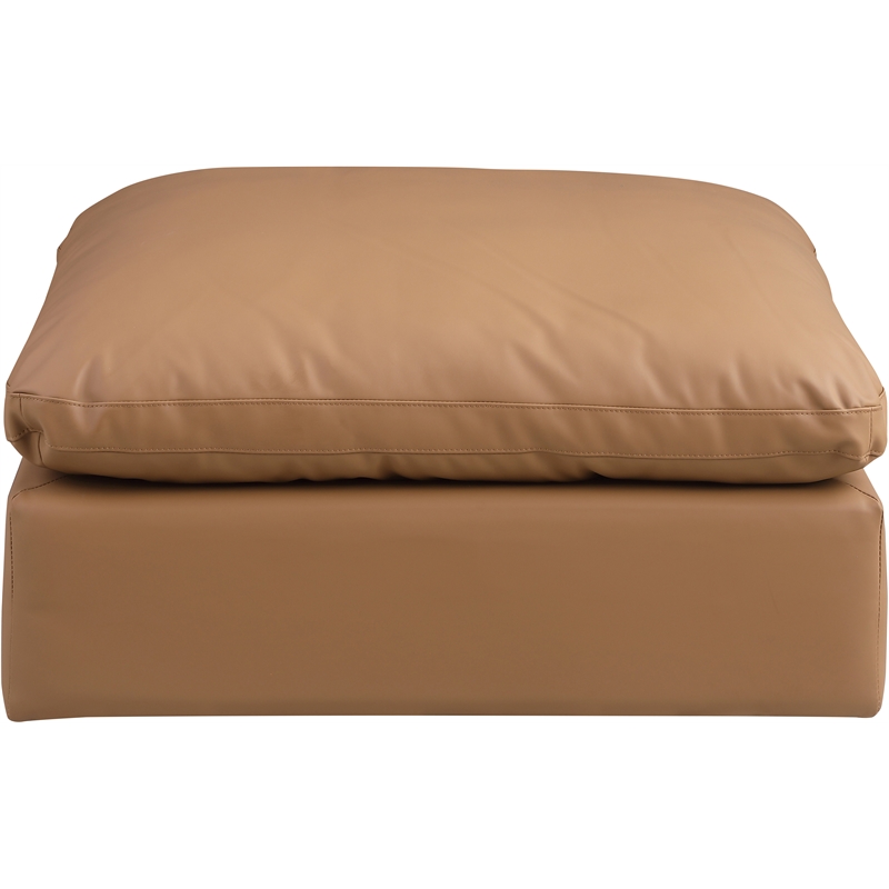 Meridian Furniture Comfy Cognac Vegan Leather Ottoman