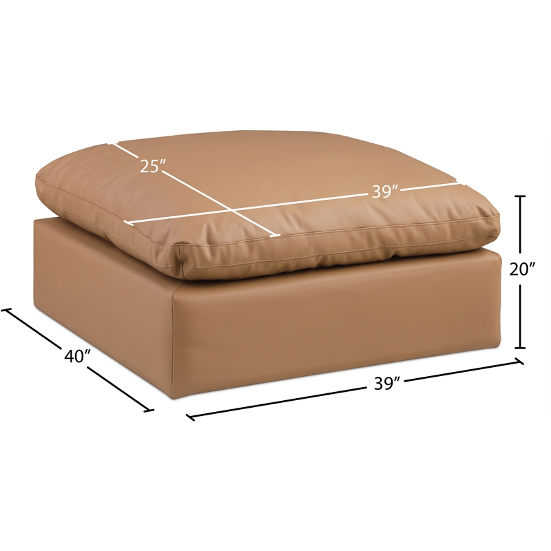 Meridian Furniture Comfy Cognac Vegan Leather Ottoman