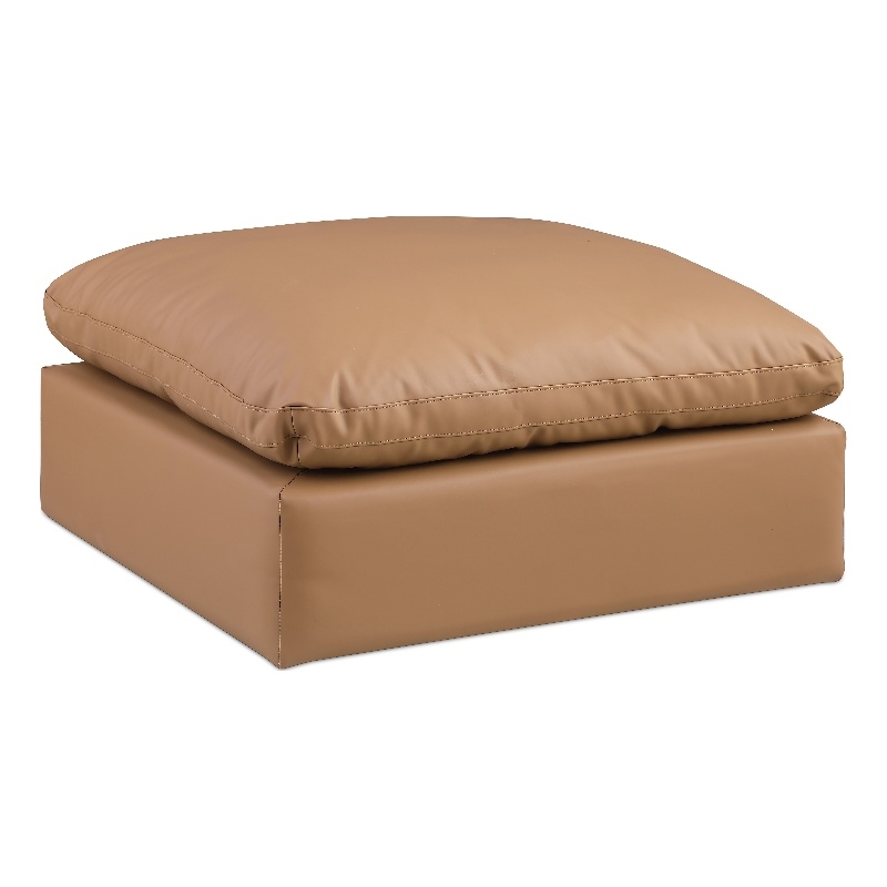 Meridian Furniture Comfy Cognac Vegan Leather Ottoman