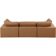 Meridian Furniture Comfy Cognac Vegan Leather 3-Pc. Modular Sofa