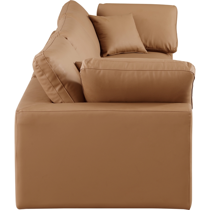Meridian Furniture Comfy Cognac Vegan Leather 3-Pc. Modular Sofa