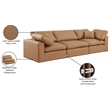 Meridian Furniture Comfy Cognac Vegan Leather 3-Pc. Modular Sofa