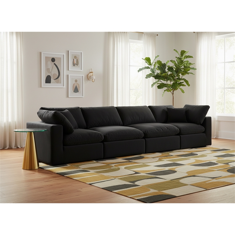 Meridian Furniture Comfy Black Velvet 4-Pc. Modular Sofa