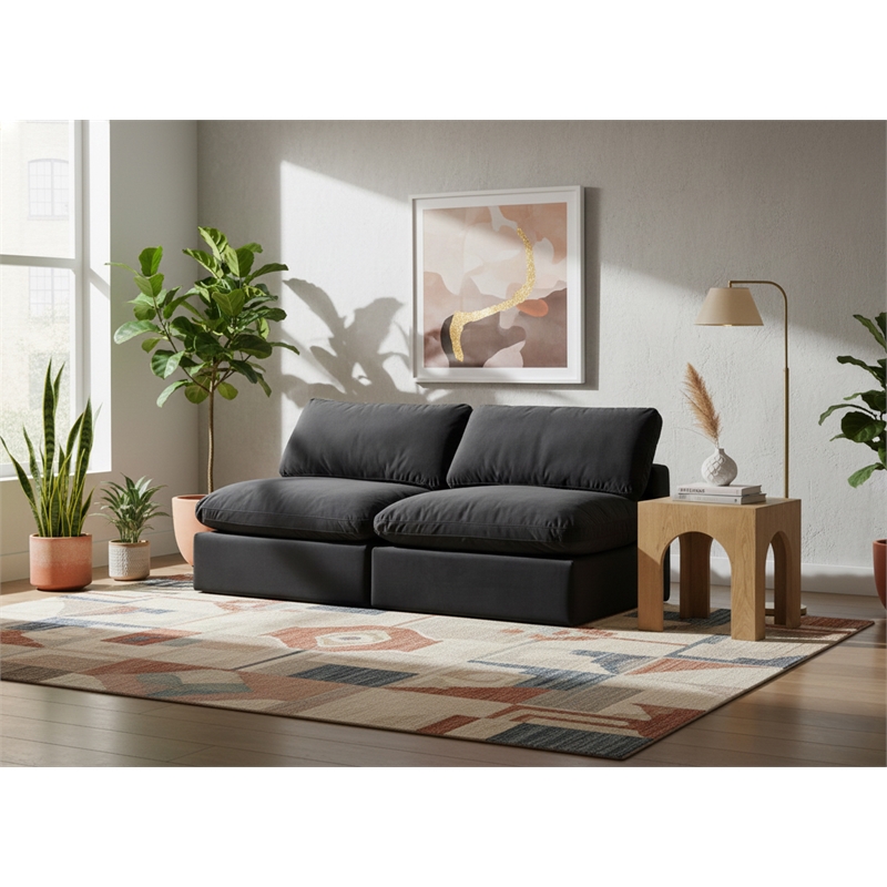 Meridian Furniture Comfy Black Velvet 2-Pc. Modular Sofa