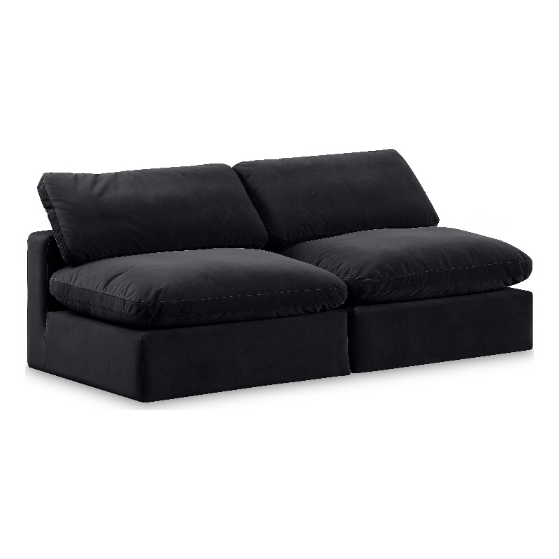 Meridian Furniture Comfy Black Velvet 2-Pc. Modular Sofa